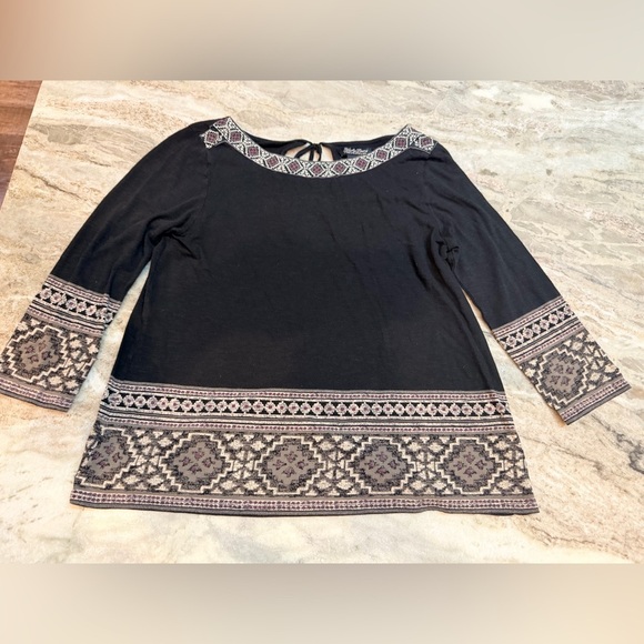 Lucky Brand Tops - Lucky Brand Boho Tunic Top XS | Embroidered Trim | 3/4 Sleeve